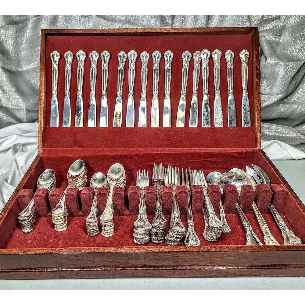 Grand Master Godinger Silverplate 85 Pc Flatware 16 settings + 5 Servers Vintage